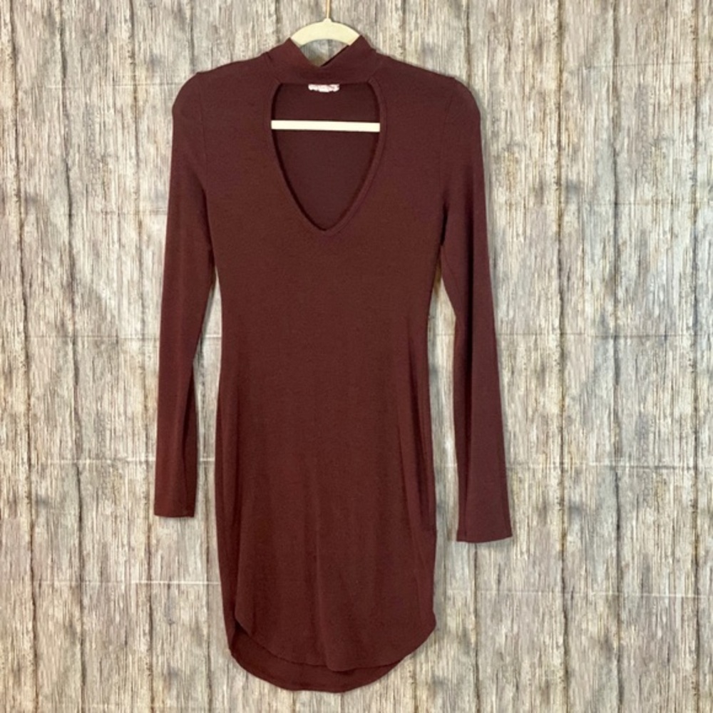 Maroon cut out sweater dress